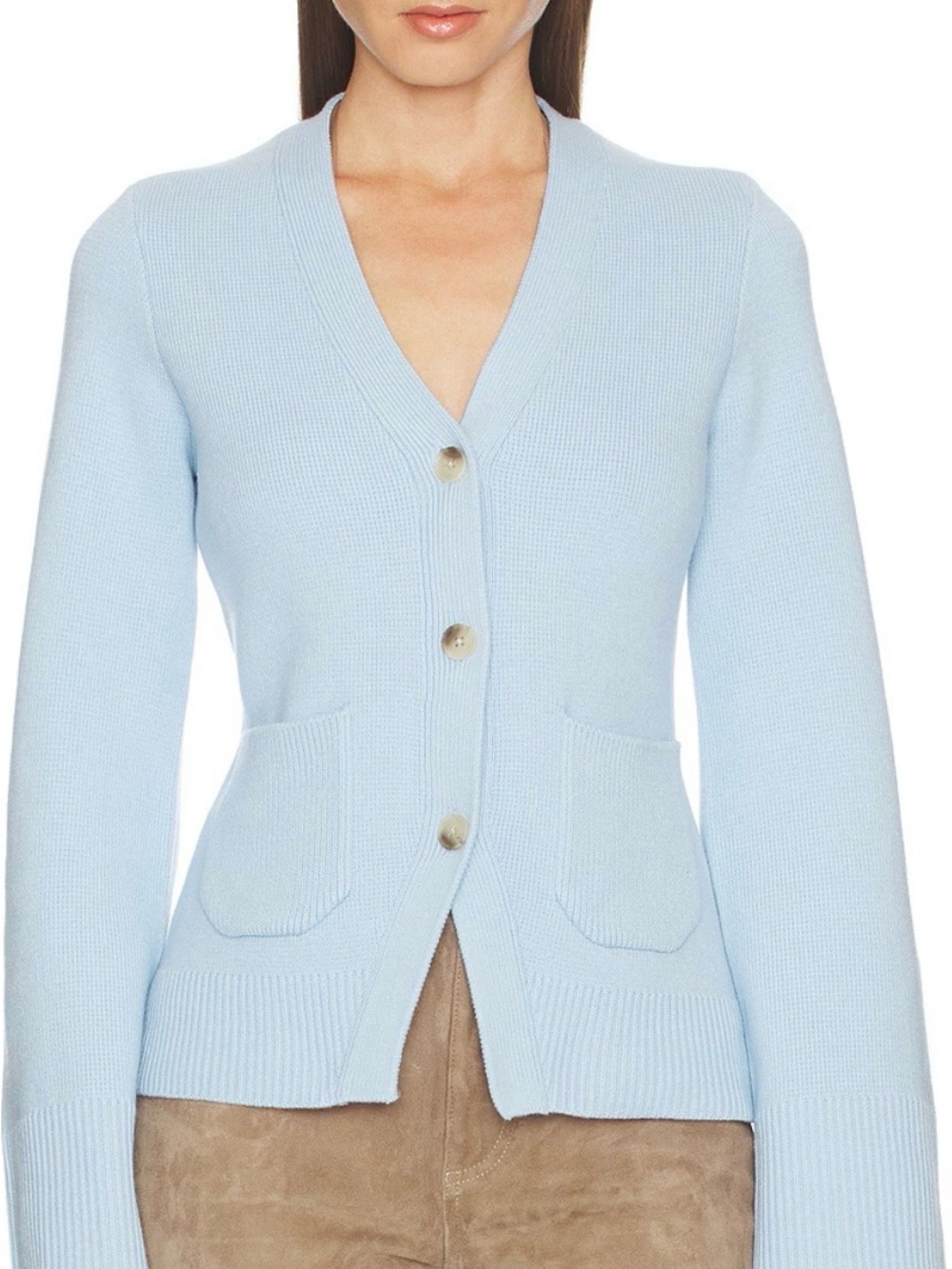 Pistola Light Blue Cinched Waist Cardigan Size L | Wool & Cashmere Knit